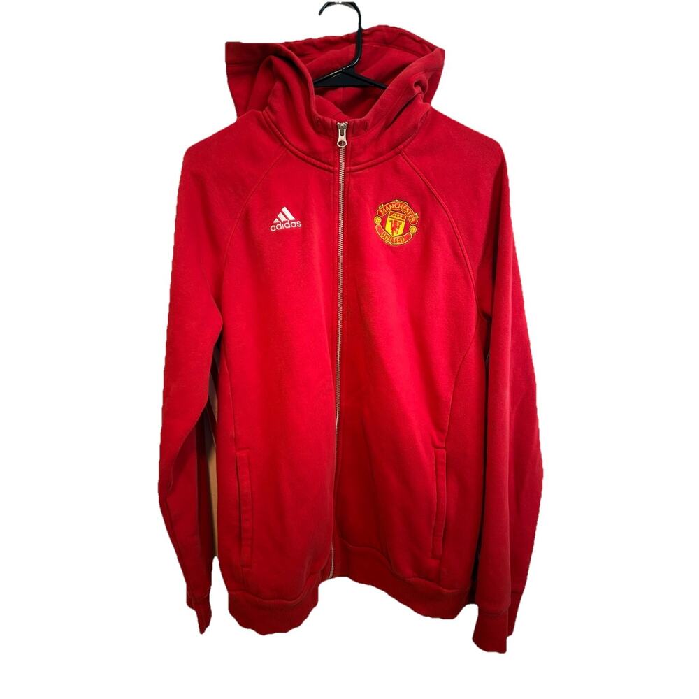 Adidas Manchester United Full Zip Hoodie Jacket Red XL Soccer